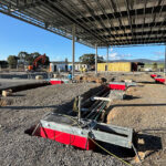 Construction site progress of a new commercial fuel service station facility in Tasmania.