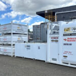Industrial self-bunded fuel storage tanks stored at Northern Fuel Maintenance yard in Tasmania.